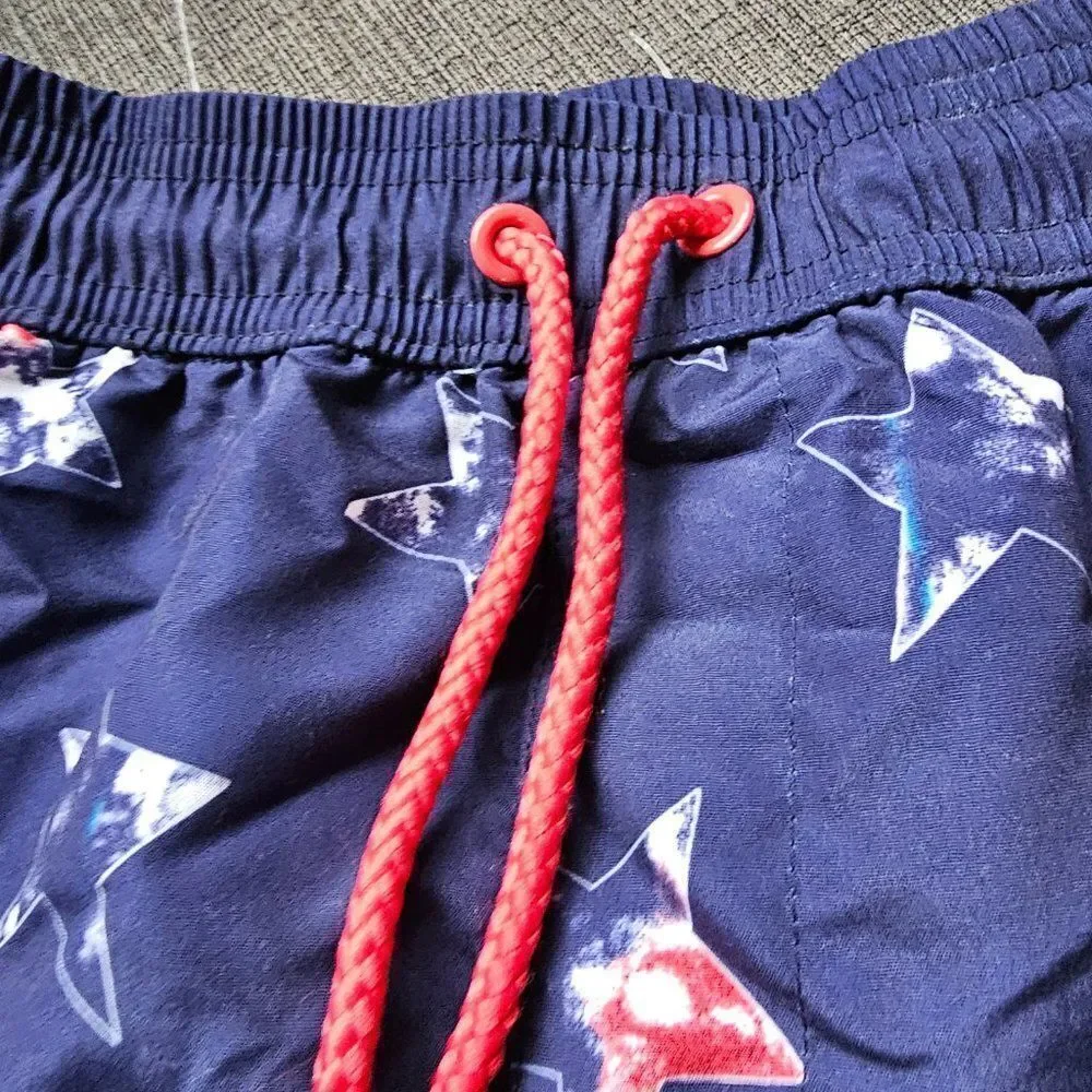 Tommy Bahama Kids Boy's Blue Stars Print With Liner Swim Trunks Size XL